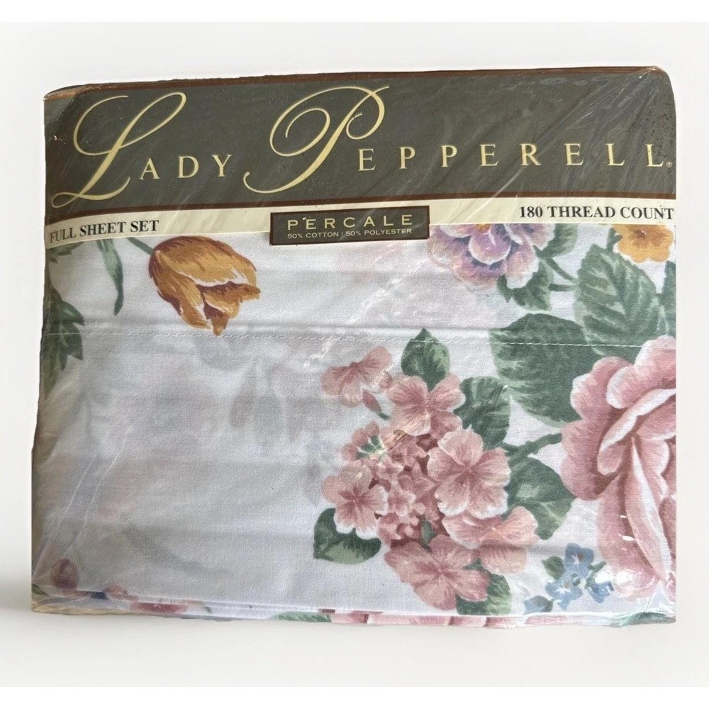 NEW Vtg Lady Pepperell Sheet‎ Set Victoria's Garden Floral Sheets Full 4pc NIP